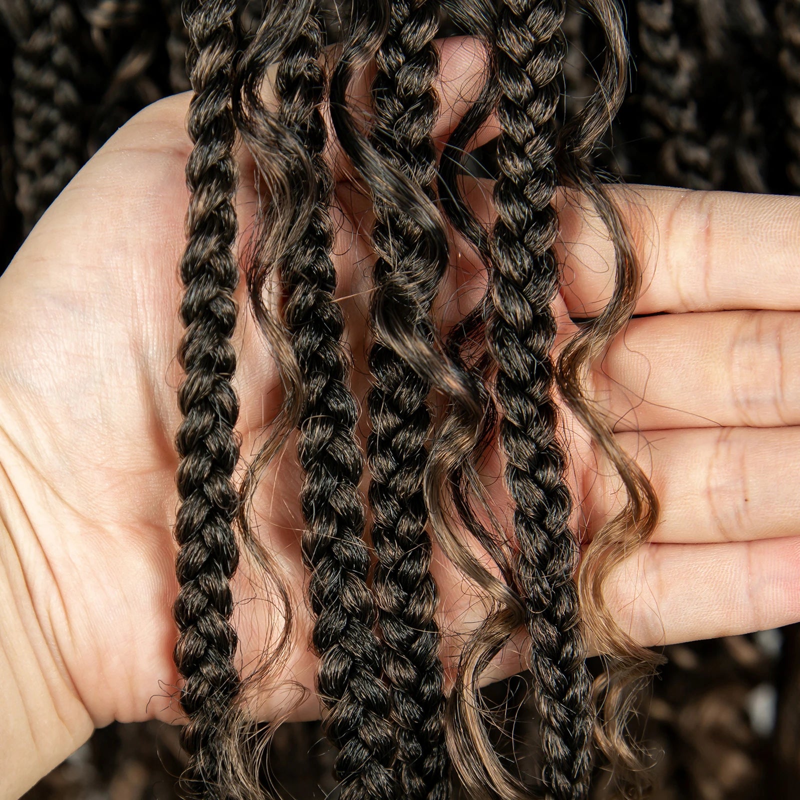 Ombre Knotless Braids Wig | Curly Ends | Full Lace | Baby Hair | Handmade Luxegan