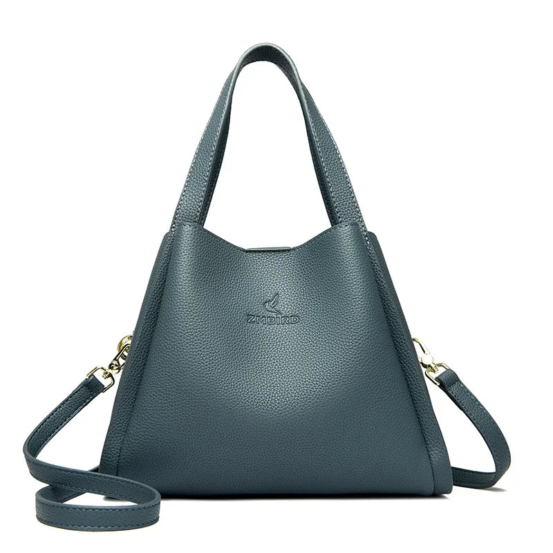 Genuine Brand Soft Leather Top-Handle Bag | Sophisticated Female Handbags & Shoulder Crossbody | Elegant 3-Layer Messenger Bag | Luxury "Dignified" High-Quality PU Leather Purse with Multi-Compartment Utility Luxegan