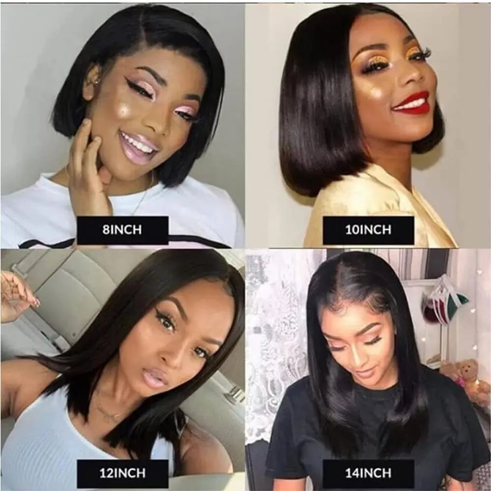 180% Density Straight Short Bob HD Lace Wig | Sophisticated 13x4 Transparent Frontal | Elegant "Brazilian Remy" Silhouette | "Dignified" Pre-Plucked Human Hair for Radiant Versatile Styling Luxegan
