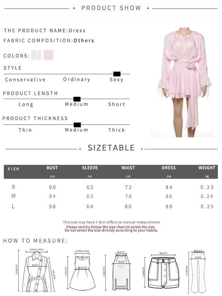 Stacked Ruffle Bandage Bodycon Mini Dress | Long Sleeve O-Neck Fit & Flare Belt Appliqué Streetwear Luxegan