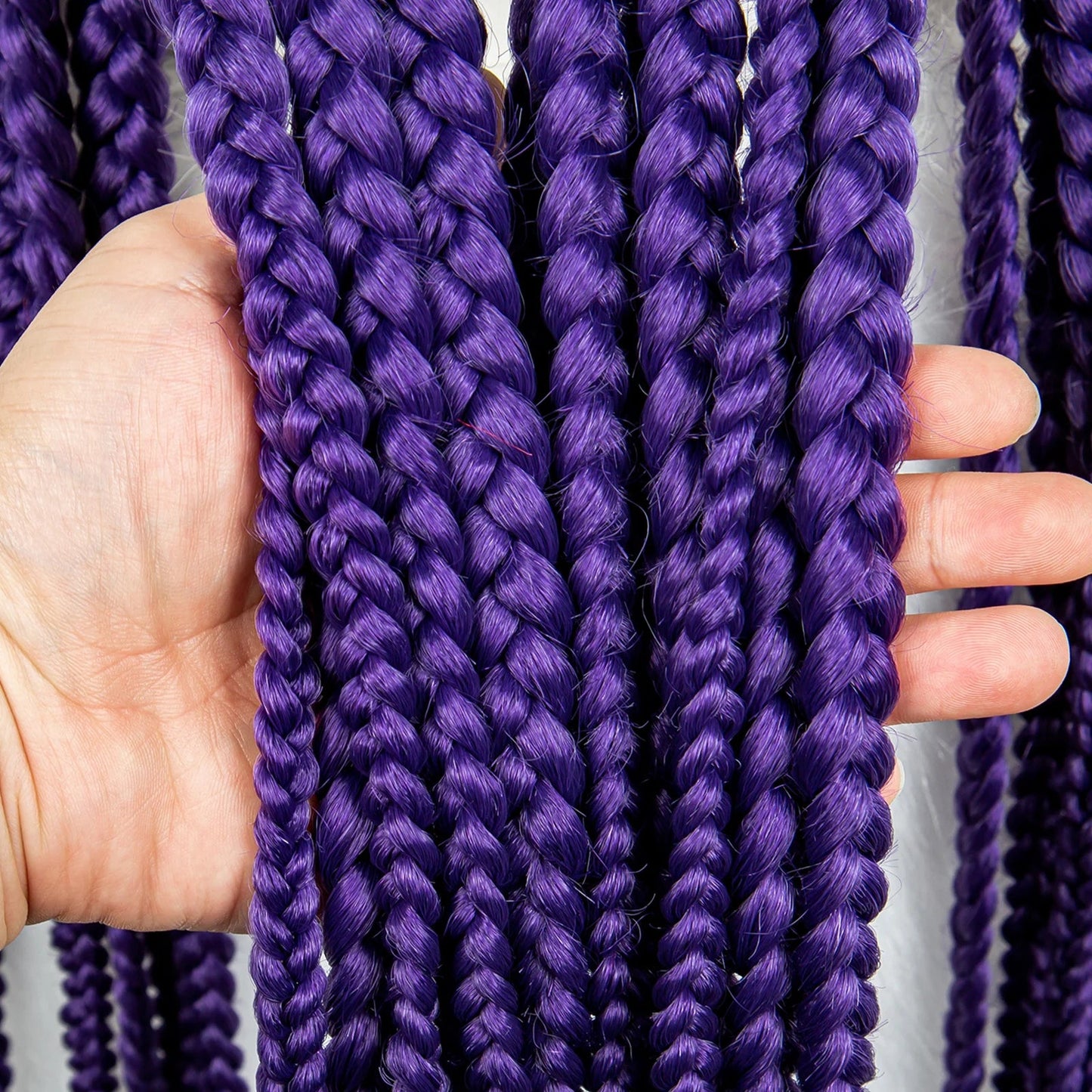 36" Purple Knotless Box Braids Wig | Transparent Full Lace | Baby Hair | Synthetic Luxegan