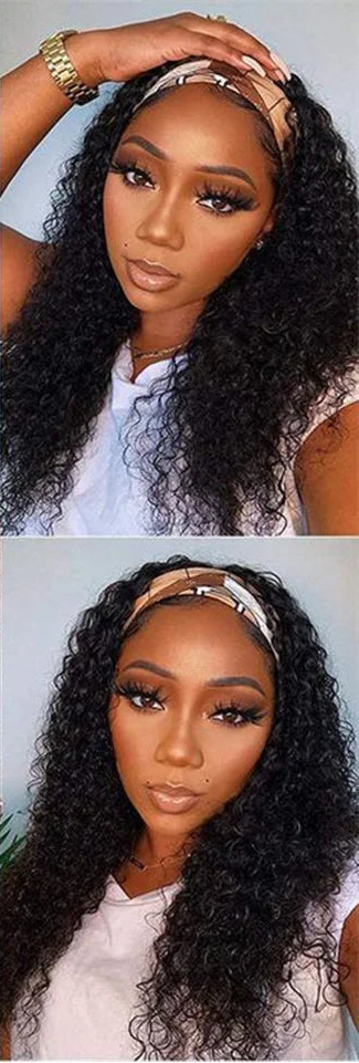 180% Density Jerry Curly Headband Wig | Glueless Brazilian Remy Human Hair Luxegan
