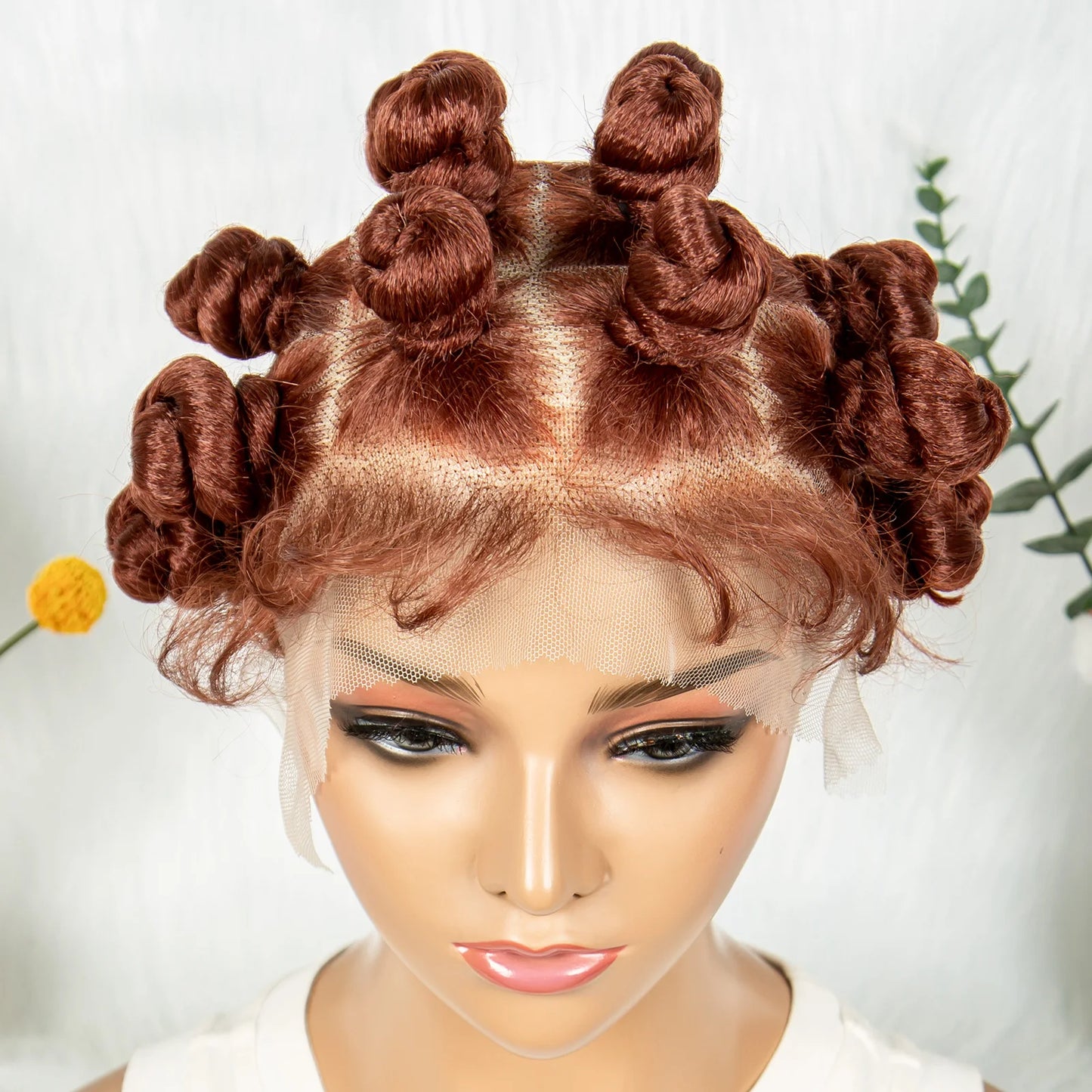 HD Transparent Lace Front Bantu Knots Wig | Synthetic | Full Lace | With Baby Hair | For Black Women