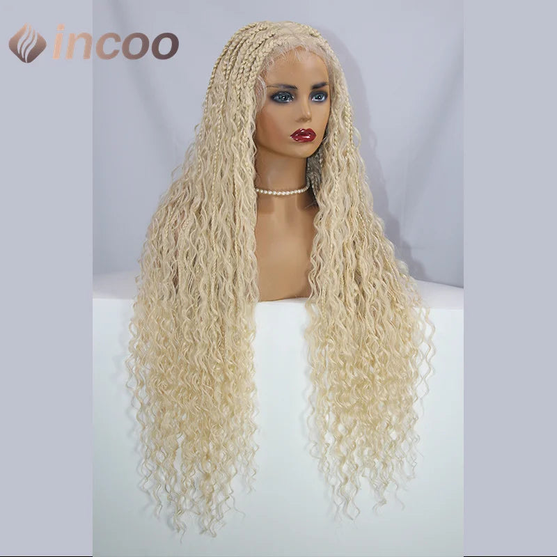 613 Blonde & Burgundy Butterfly Braids Wig | 36" Full Lace | Goddess Locs & Box Braids Luxegan