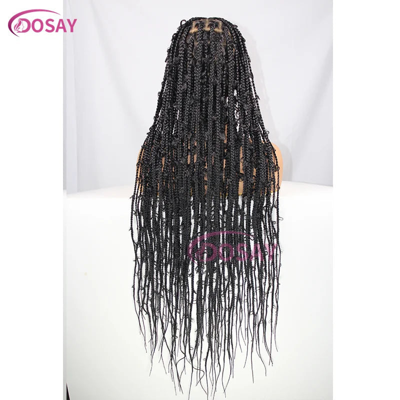 36" Butterfly Braids Wig | 613 Blonde & Burgundy Accents | Full Lace | Goddess Locs & Box Braids Luxegan