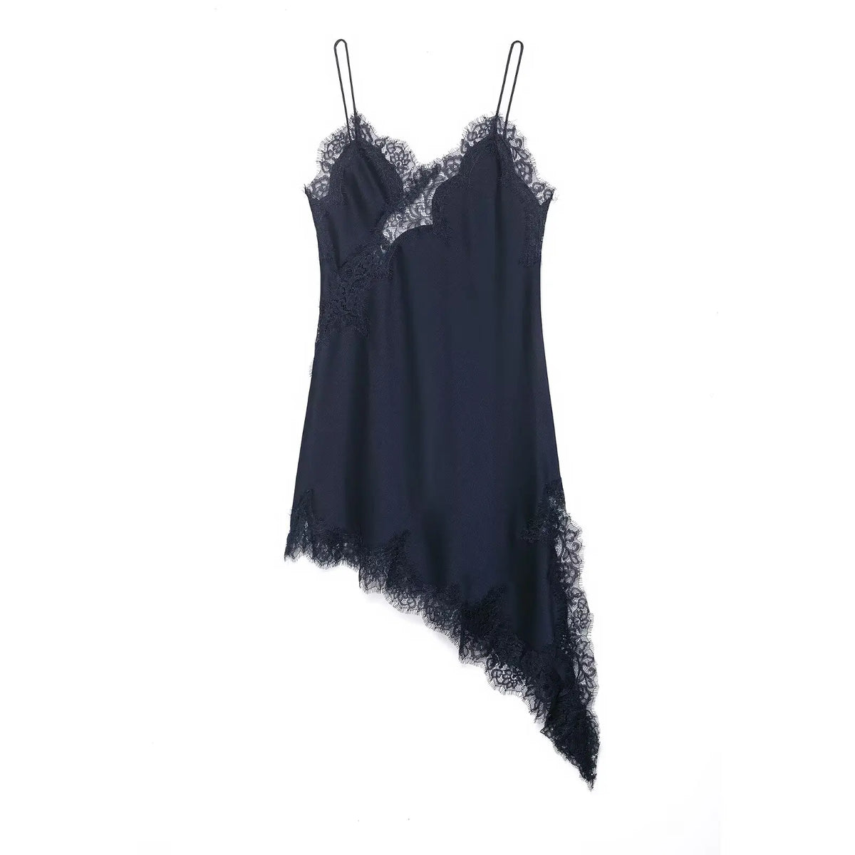 Elegant Lace Halter Maxi Dress | Sexy V-Neck Asymmetric Hem Holiday Gown | Summer New Patchwork Party Beach Dress | Premium Non-Woven Regular Fit A-Line Luxegan