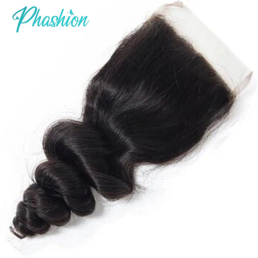 Phashion Loose Wave 13x4 Lace Frontal HD Transparent Swiss 4×4 Closure Pre Plucked Brazilian Remy Human Hair For Black Women
