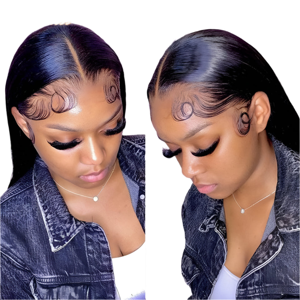 180D Straight Lace Front Wig Human Hair | Pre-Plucked 13x4 Brazilian Remy Frontal Wig (Light Brown Lace) Luxegan