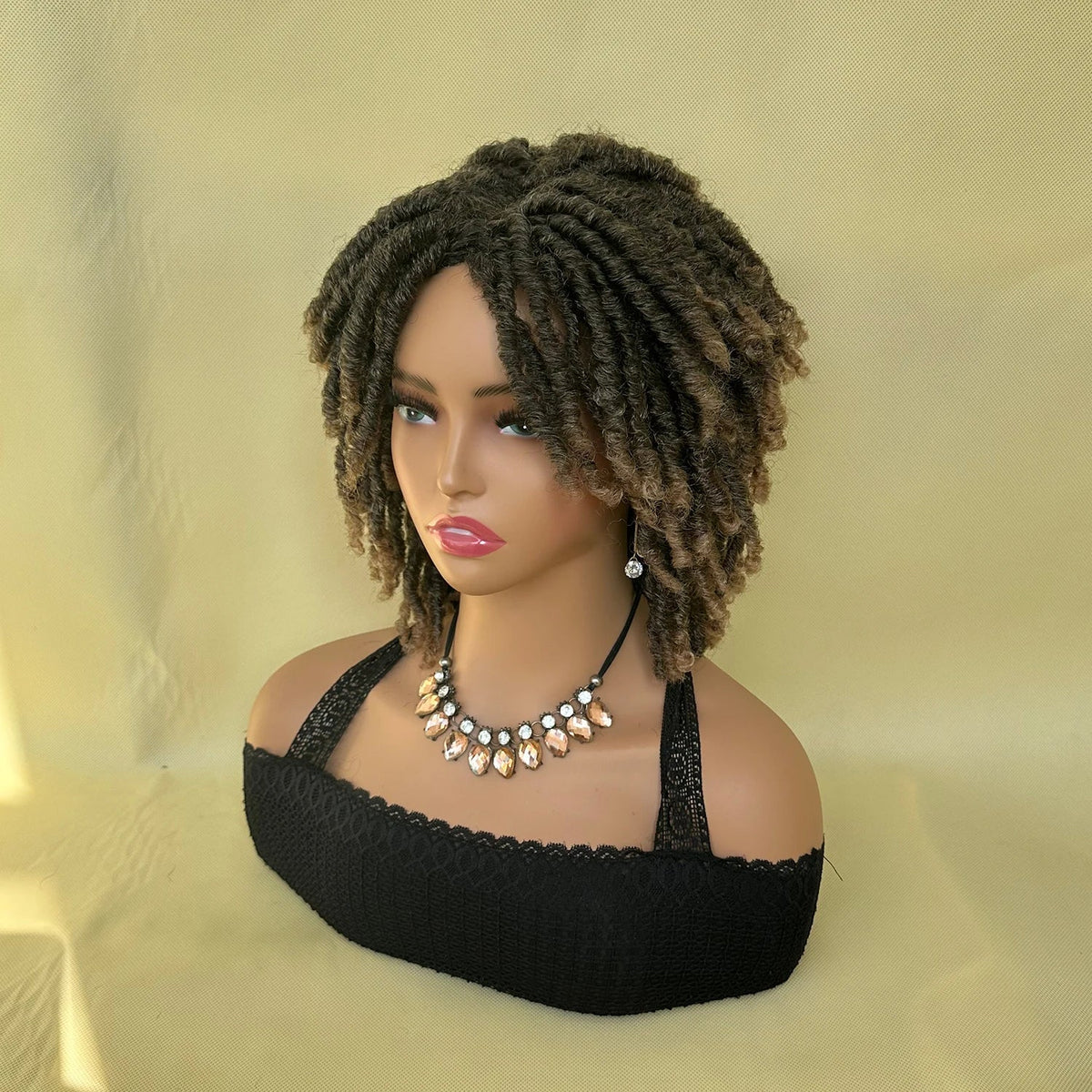 Short Synthetic Dreadlock Wig Afro Crochet Twist Hair Wigs For Black Women Curly Naturel Soft Faux Locs Wig Luxegan