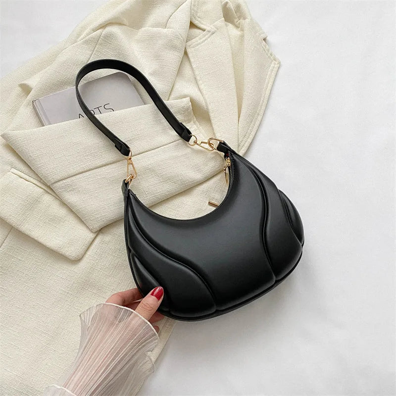 Y2K Retro Leather Hobo Bag | Soft Solid Color Shoulder & Crossbody Luxegan