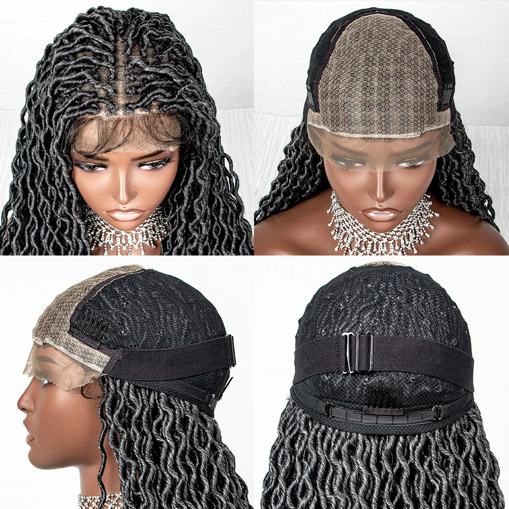 Colorful Dreadlocks & Water Wave Braids Wig | Lace Front | Baby Hair Luxegan