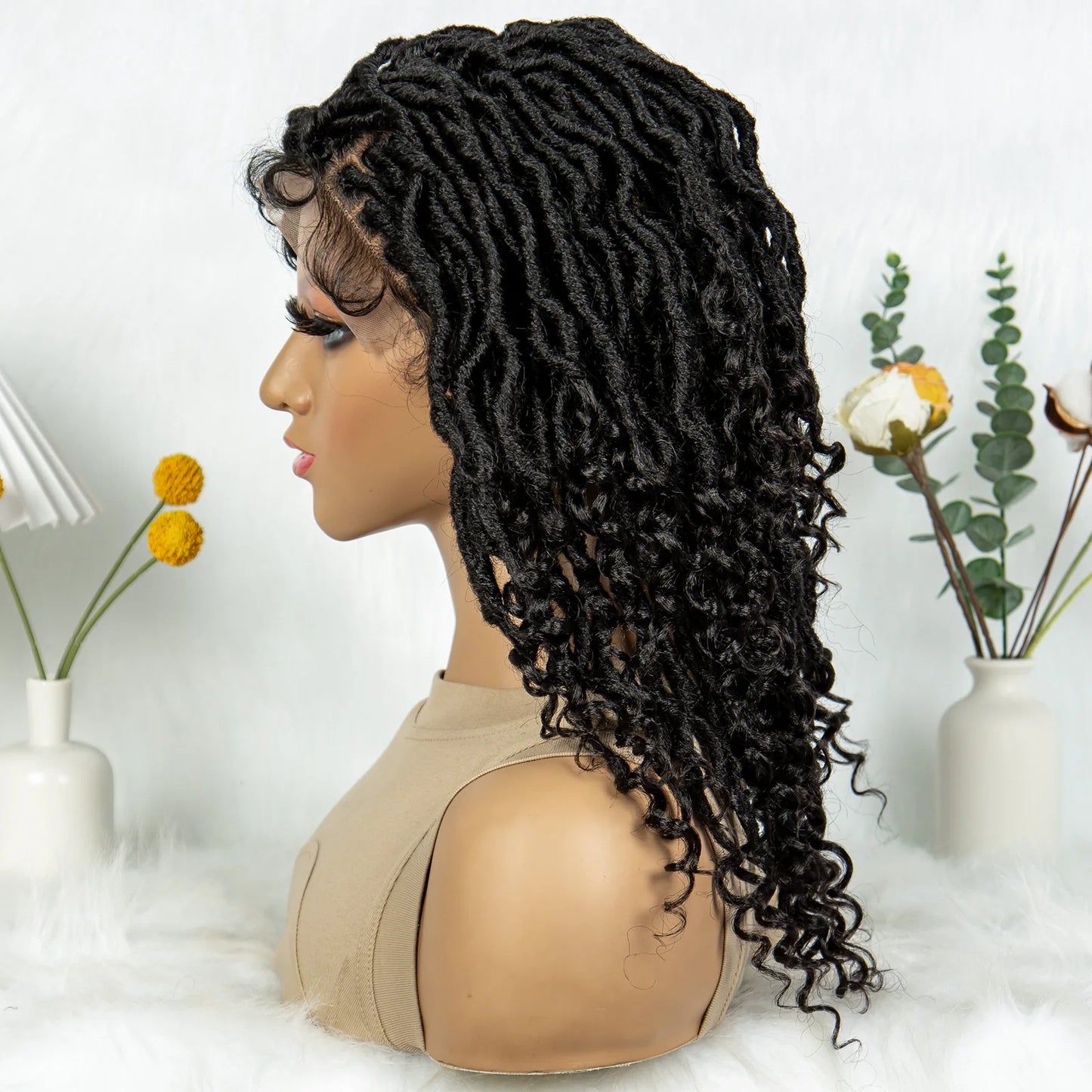 Lightweight Cornrow Braids Wig with Curly Ends | Lace Front Luxegan