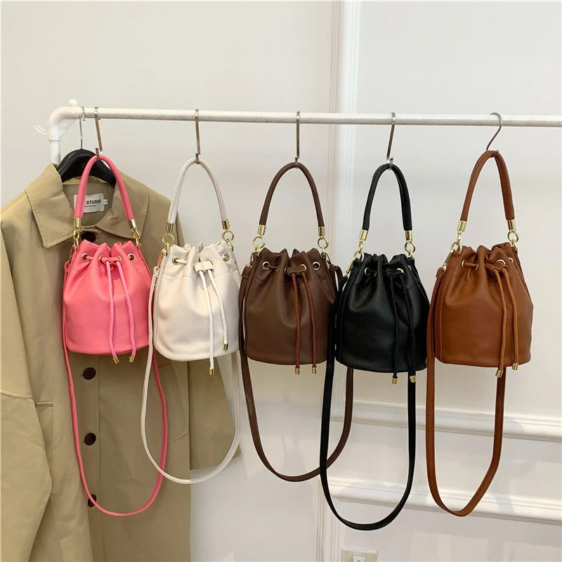 Designer Black Coffee Crossbody Bags Women Luxury Pu Leather Handbags And Purse | Retro Bucket Shoulder Bags Tote Luxegan