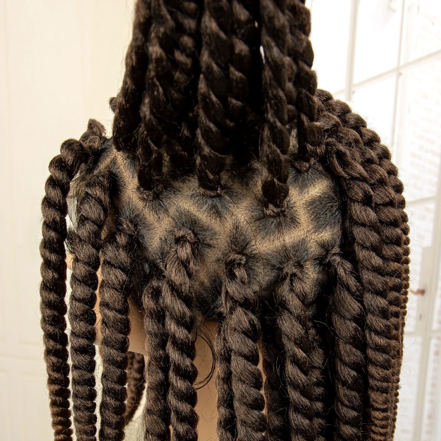 16 Inch Brown Twisted Braided Bob Wig | Full Lace | Kanekalon Fiber | For Black Women - Luxegan