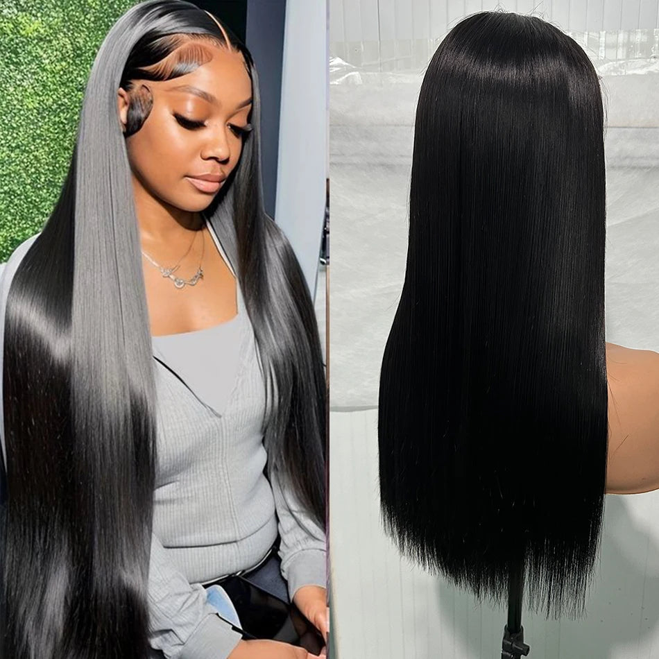 300% Density Bone Silky Straight Human Hair Wig | Double Drawn HD Transparent Lace Closure Glueless Wig (Wear & Go) Luxegan