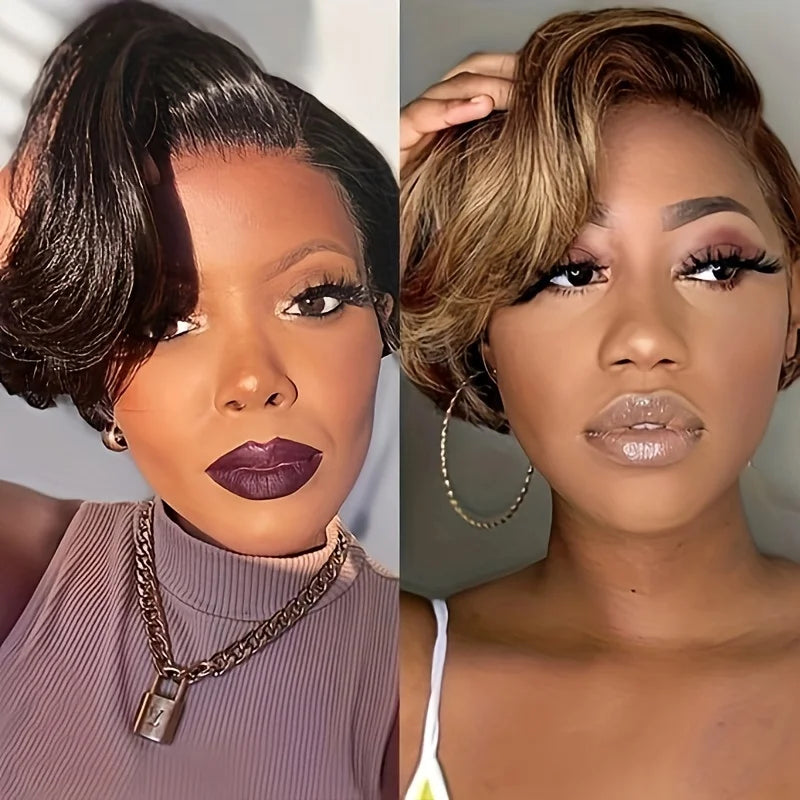 Pixie Cut Bob Human Hair Wig | 180% Density 4x4 HD Lace Closure | Pre-Plucked & Multi-Color Options Luxegan