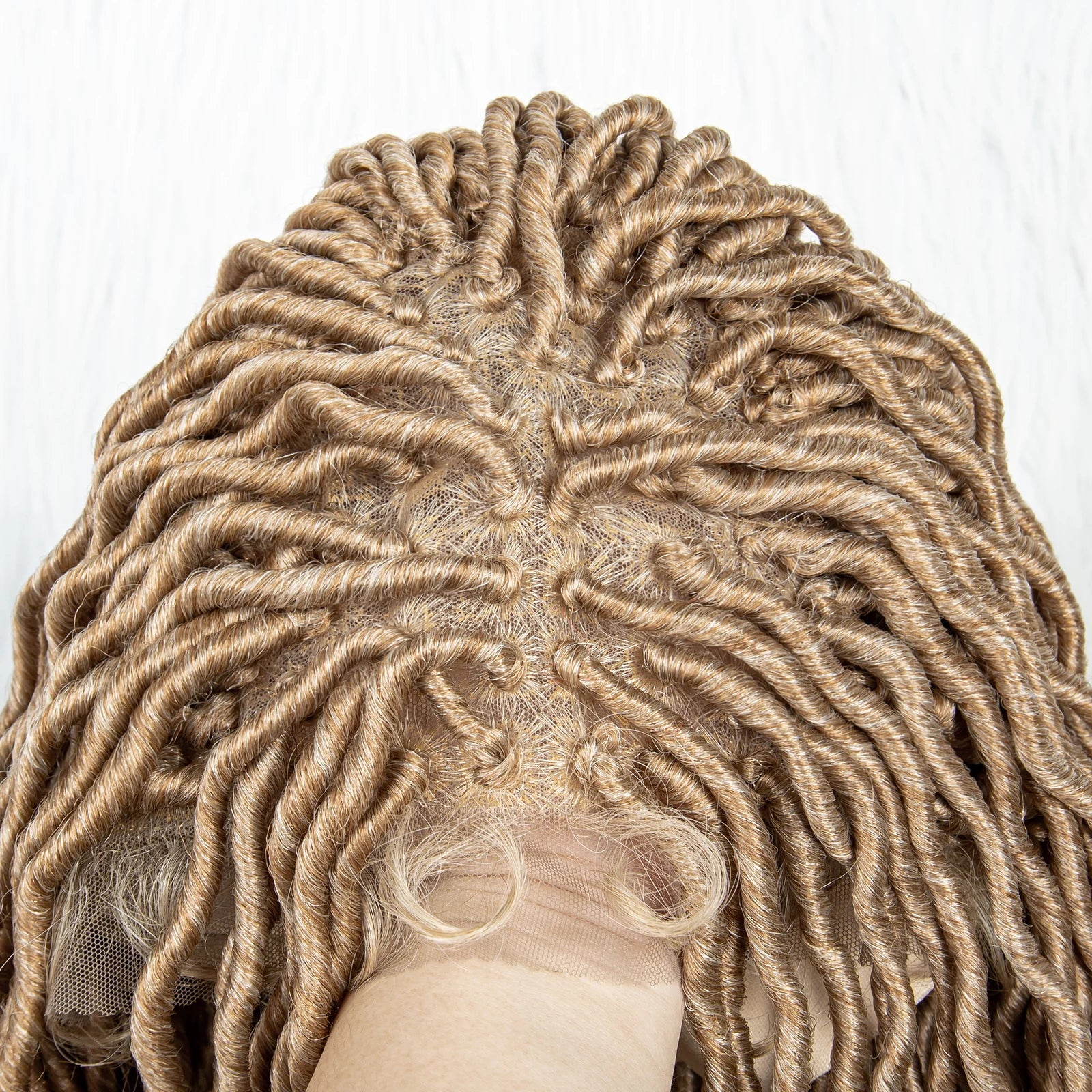 32" Burgundy Curly Dreadlocks Braided Wig | Lace Front with Baby Hair Luxegan