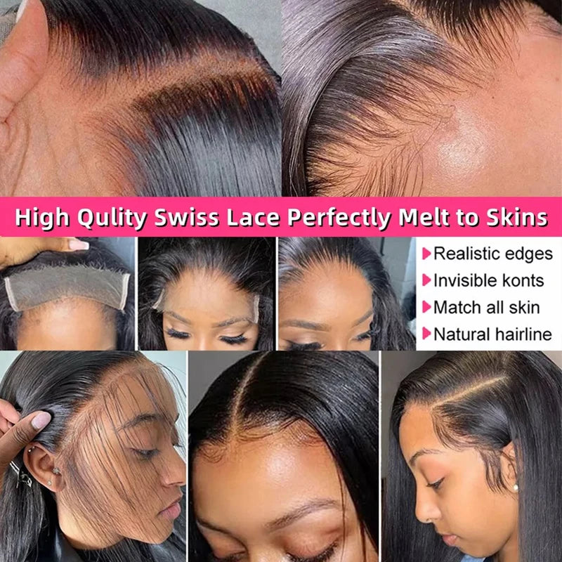 GDYLuxury 250% Density HD Lace Frontal Wig | Super Double Drawn Straight Virgin Human Hair | Natural Black Luxegan