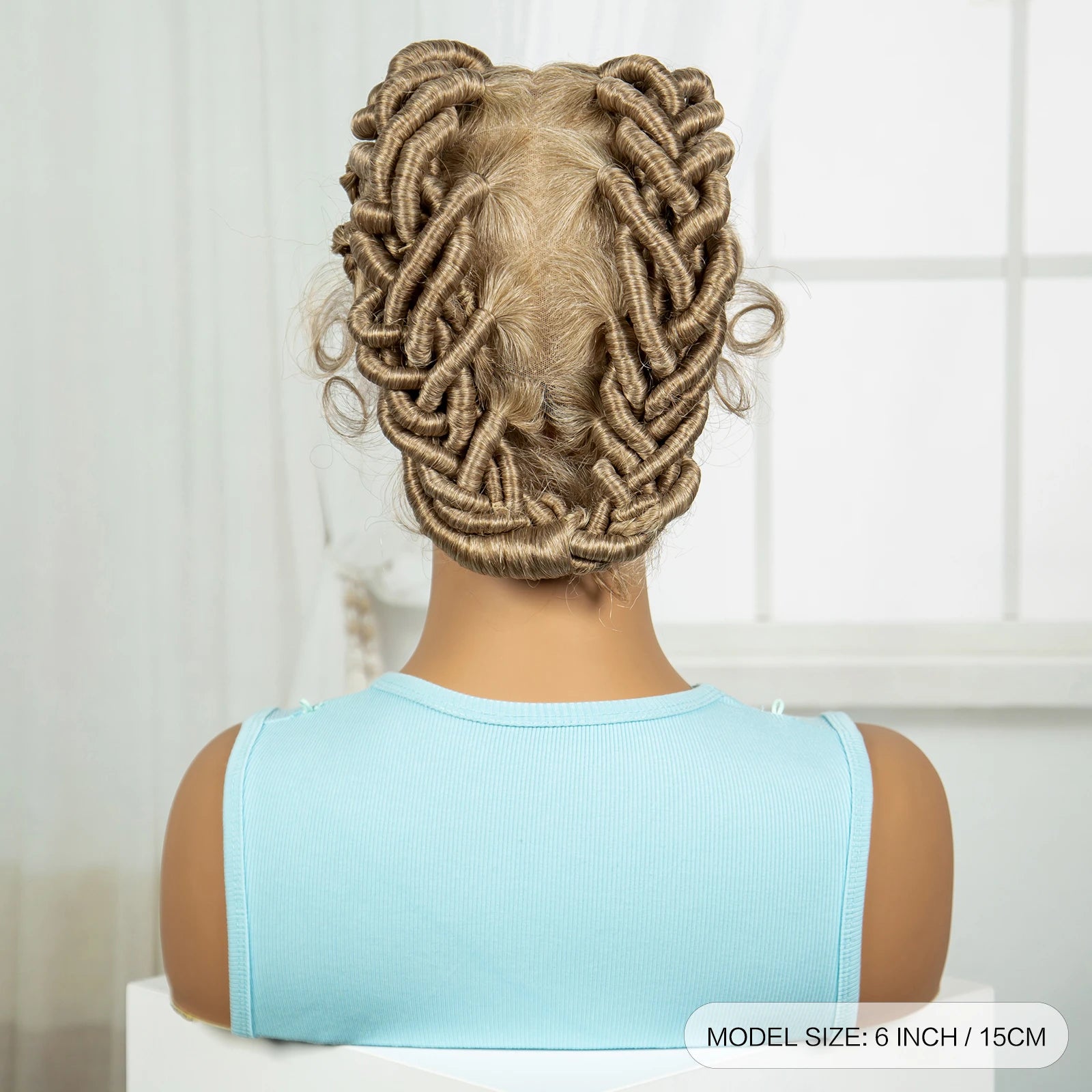 613 Blonde Short Handmade Bantu Knotless Braids Wig | Full Lace Luxegan
