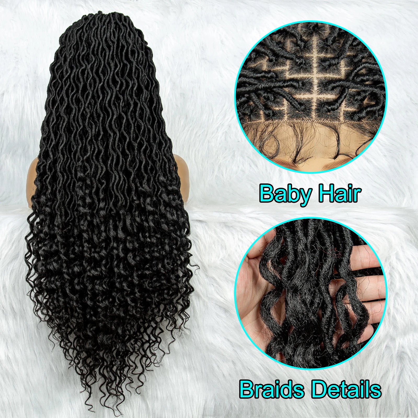 Cornrow Box Braids & Dreadlock Wig | 9x6 Lace Front | Curly Ends | Knotless Braids | Synthetic Hair