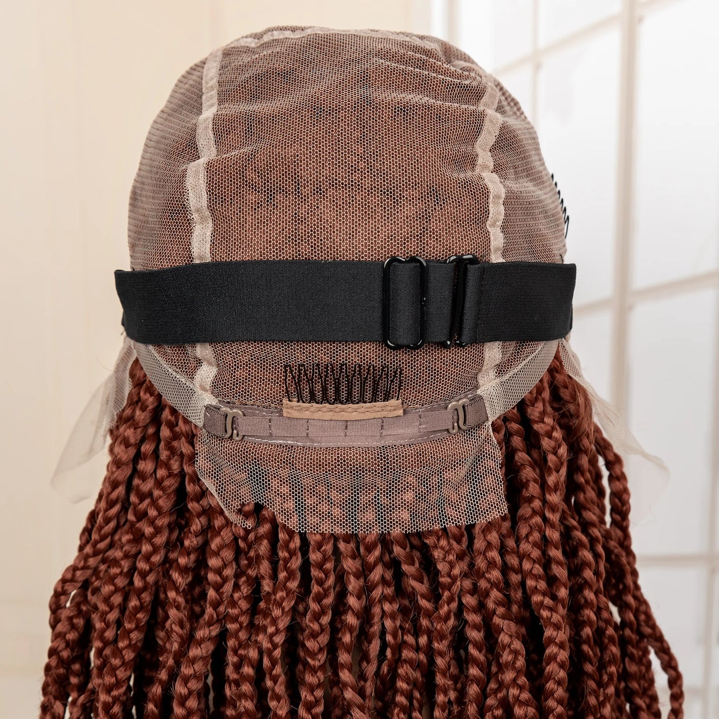 36" HD Full Lace Box Braided Wig | Ginger Color #350 | Lace Frontal Braids | Baby Hair | Synthetic Hair Wig - Luxegan