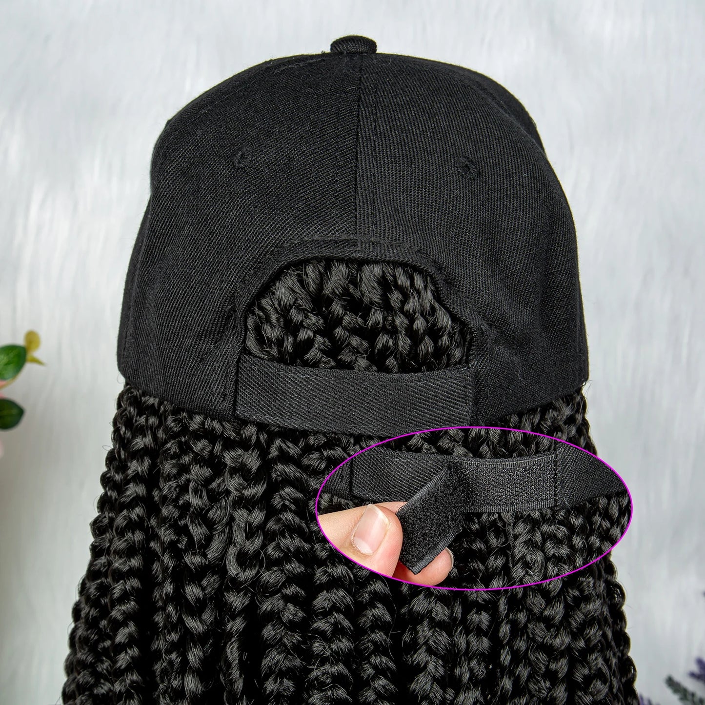 20" Box Braids Baseball Cap Wig | Afro Black Women | Adjustable Hat Wig Luxegan