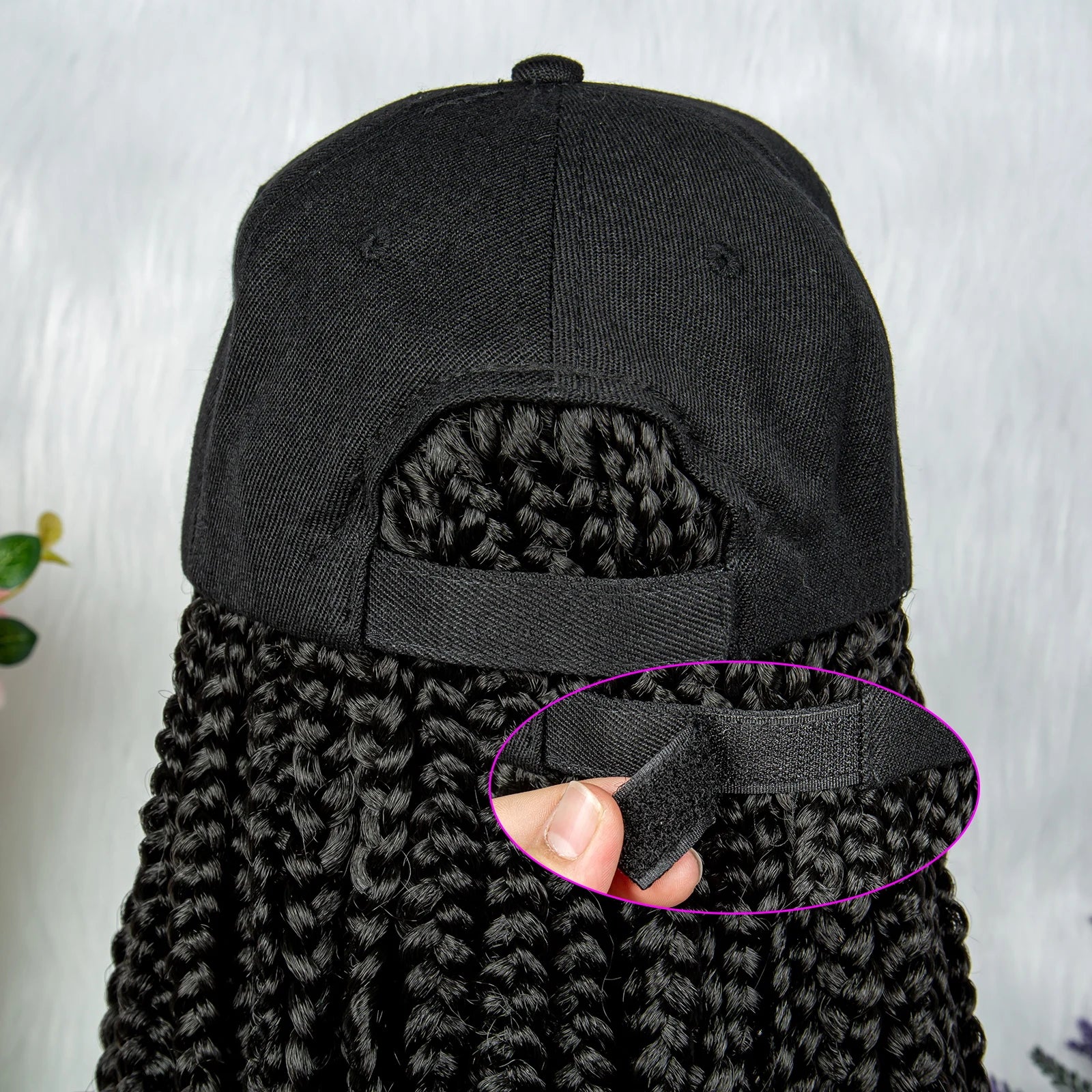 20" Box Braids Baseball Cap Wig | Afro Black Women | Adjustable Hat Wig Luxegan
