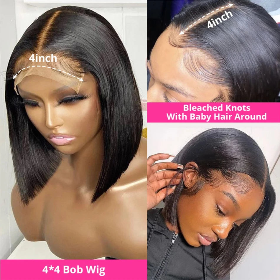 Brazilian Straight Bob Wig | Glueless Lace Front Wig | 180% Density | 4-16 Inches