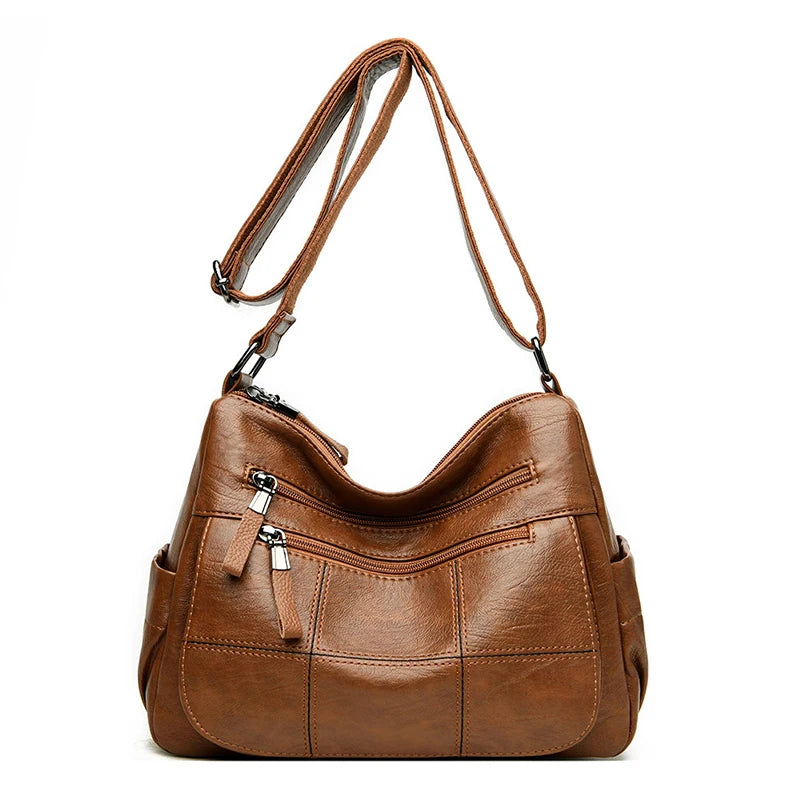 Genuine Sheepskin Leather Designer Handbag | Luxury Waterproof Bucket Bag for Women | Premium Business Messenger & Shoulder Tote with Sequined Accents Luxegan
