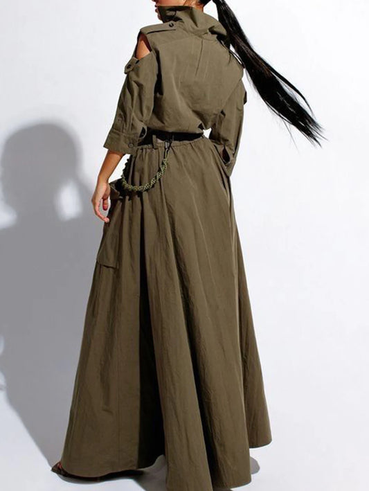 Women's Retro Maxi Dress with Pockets Luxegan