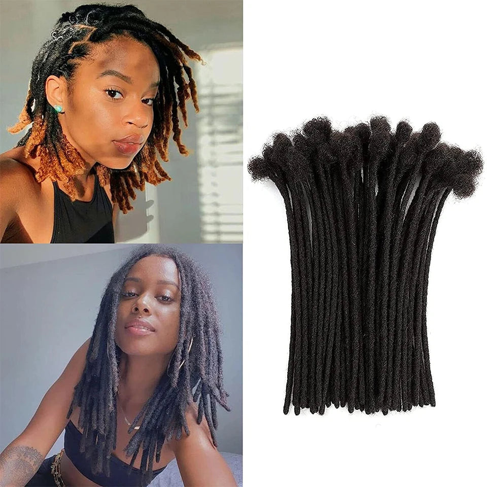 Brazilian Human Hair Dreadlocks Crochet Braids | Kinky Loc Extensions 0.6-0.8cm Luxegan