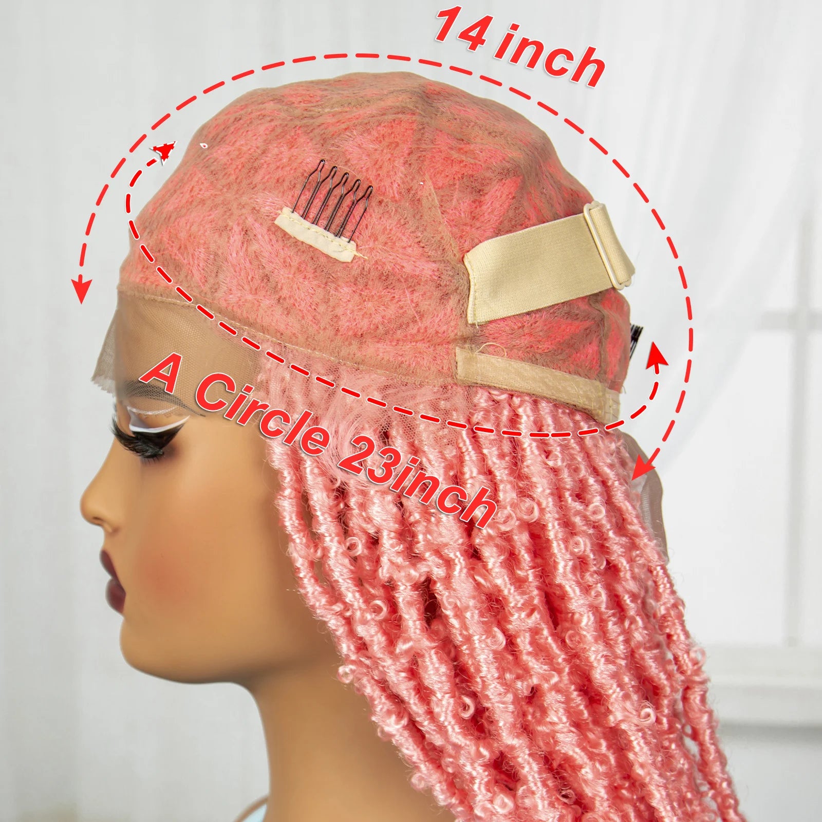 Pink Knotless Braids Wig with Curly Ends | Full Lace | Baby Hair Luxegan