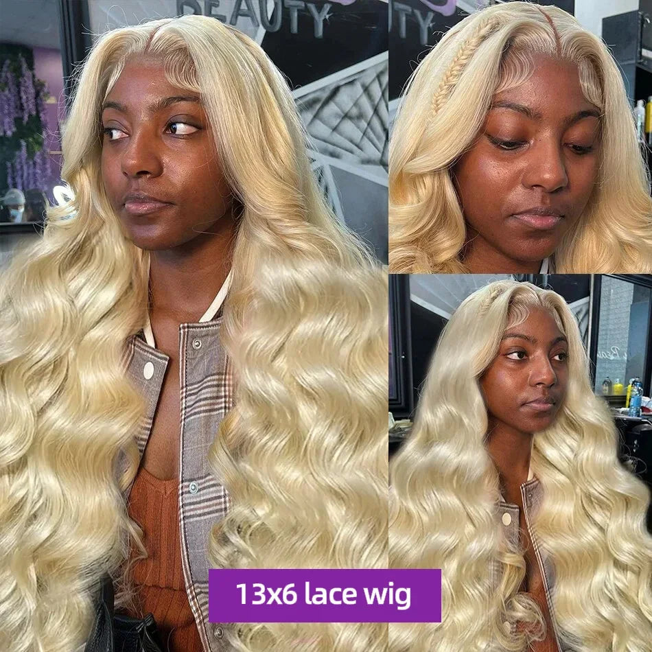 613 Blonde Body Wave Lace Front Wig | HD Transparent 13x4 / 13x6 Lace Frontal Human Hair Wig (Pre-Plucked for Black Women) Luxegan