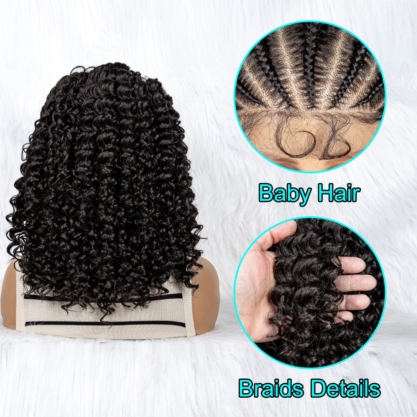 Kinky Curly Braided Bob Wig | Lace Front with Baby Hair Luxegan