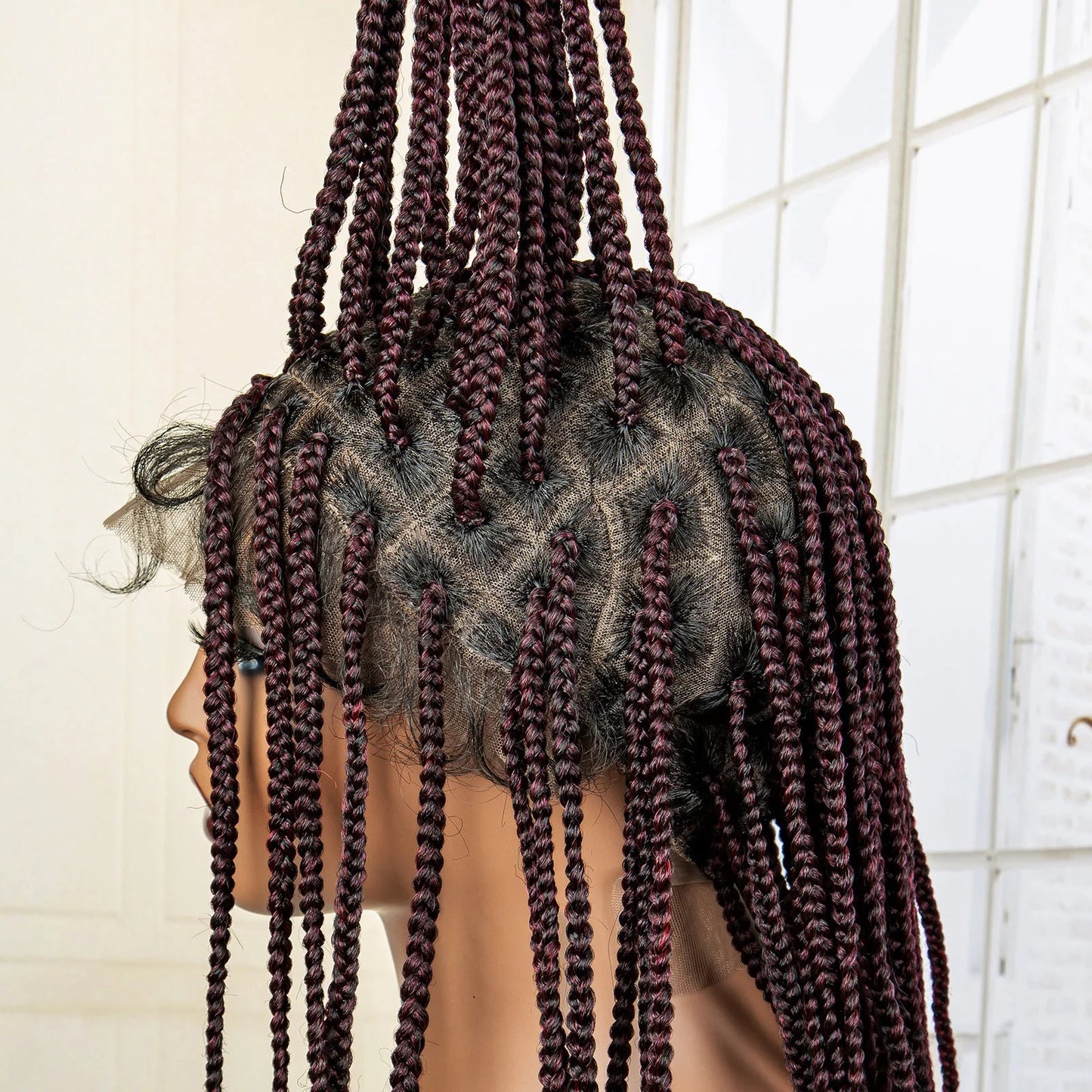 24" Full Lace Knotless Box Braided Wig | Lace Frontal Cornrow Braids | Baby Hair Synthetic Wig for Women Luxegan