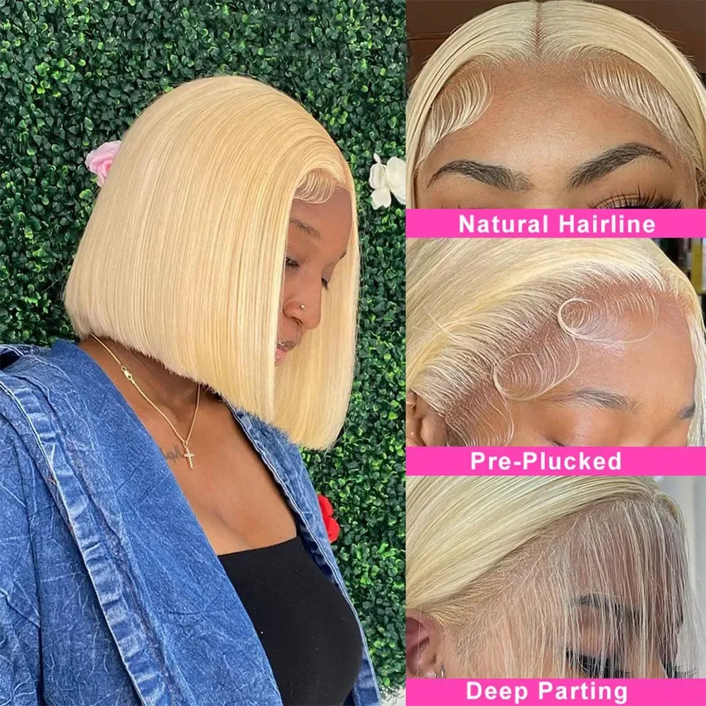 613 Blonde Bob Wig | 13x6 HD Transparent Lace Frontal Human Hair Luxegan