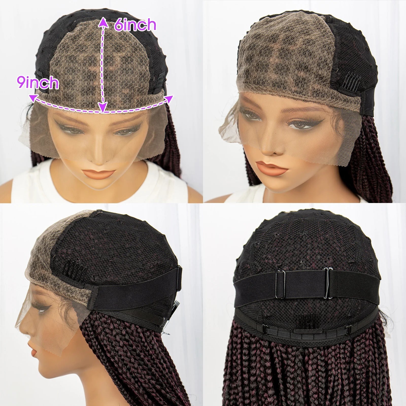 36 Inch Synthetic Braided Wigs Knotless Boho Braided Lace Wigs with Curly Ends Lace Front Braiding Hair Wig for Black Women Luxegan