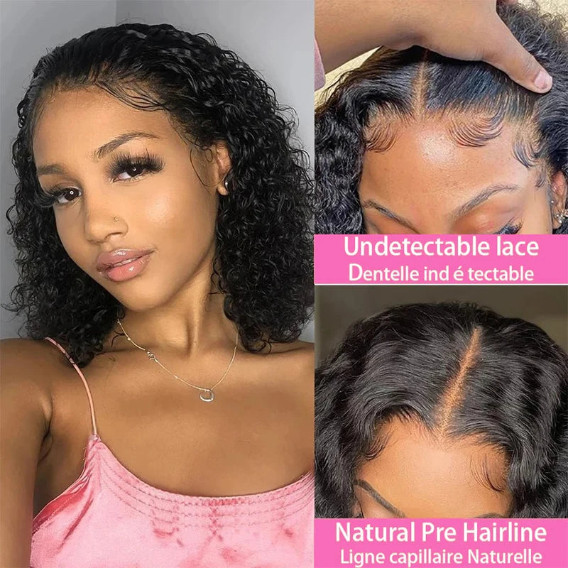 12" Deep Wave Bob Wig | 4x4 Lace Closure Wig | Brazilian Virgin Hair | Glueless Bob Wig