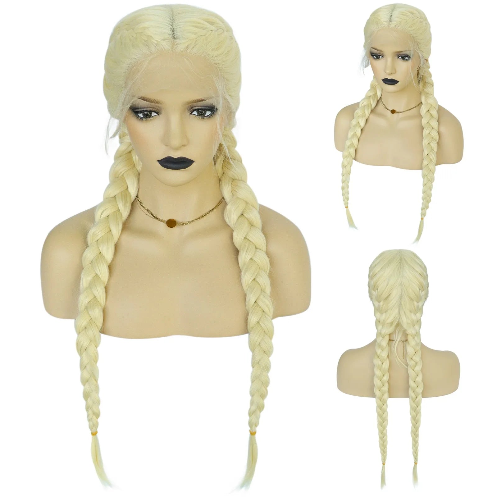 Long Black Senegalese Twist Wig | T-Part Lace Braided Wig | Synthetic Braids with Wig Cap | Daily & Party Use