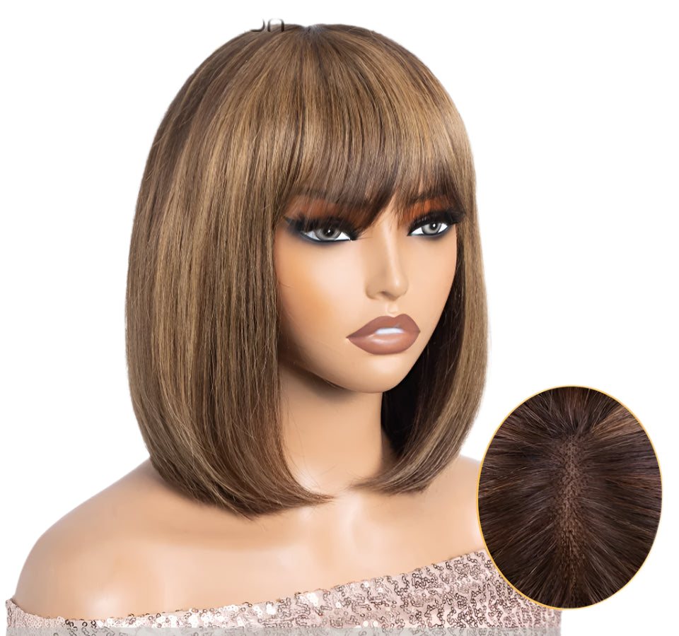 Rebecca Ombre Blonde Brown Bob Wig | 3x1 Part Lace Human Hair Luxegan