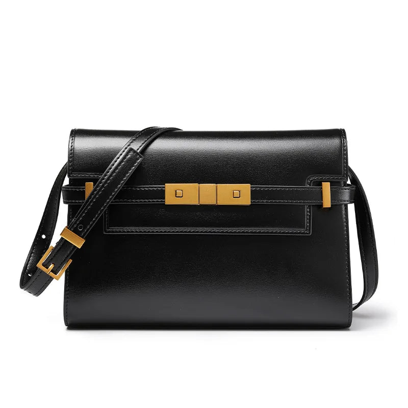 Retro Genuine Leather Baguette | High-End Underarm & Crossbody Purse Luxegan