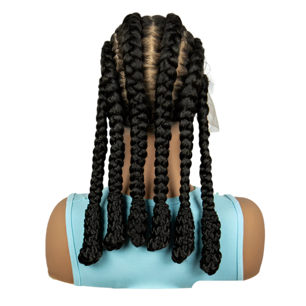 16" Natural Cornrow Braids Wig | Transparent Full Lace | Baby Hair Luxegan