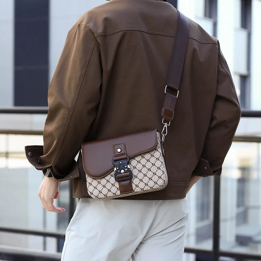Fashion Square Mailman Bag | Sophisticated "Small Satchel" Silhouette | High-End Men's Business Commuter Bag | "Dignified" High-Performance PU Essential for Radiant Versatile Styling Luxegan