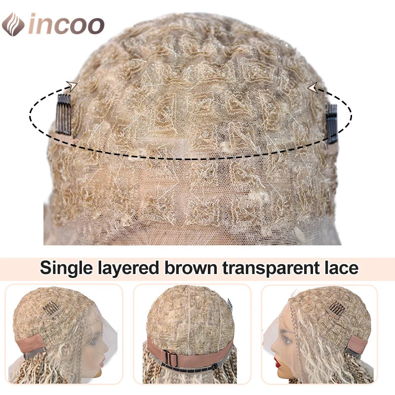 32" Bohemian Braided Wig | 613 Blonde Full Lace Box Braids | Knotless Braids with Baby Hair