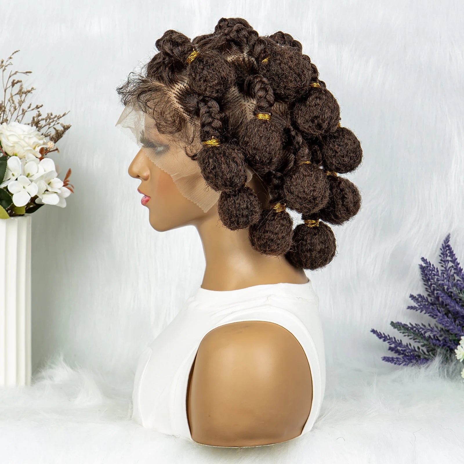 New Style Bantu Knot Knotless Box Braids HD Full Lace Wig | Synthetic Braided Wig for Black Women Luxegan