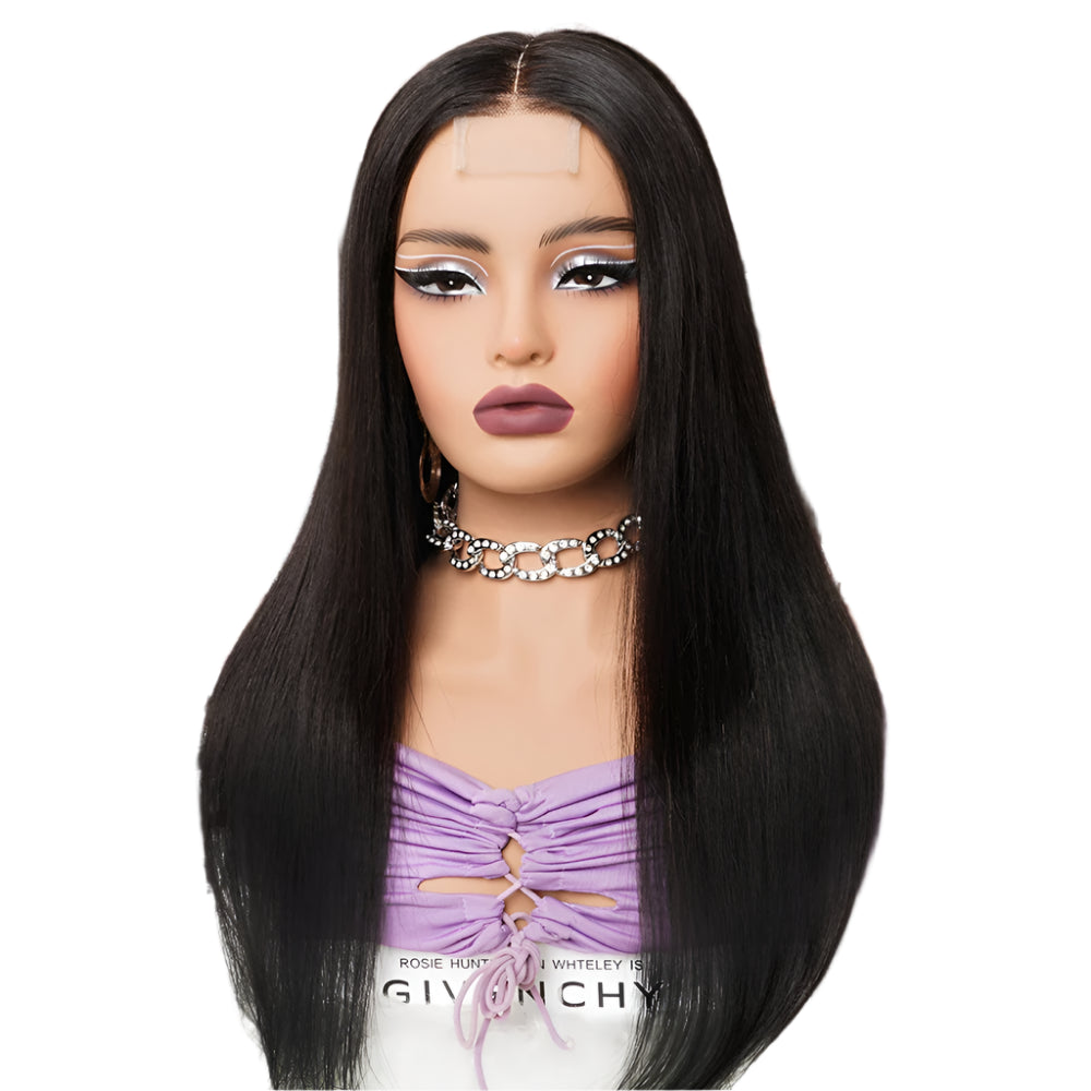 2x6 Kim K Deep Middle Part Straight Wig | Glueless Transparent Lace Closure 100% Human Hair Luxegan