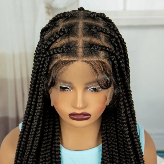 36" Knotless Box Braids Wig | Full Lace | Baby Hair | Natural Look Luxegan