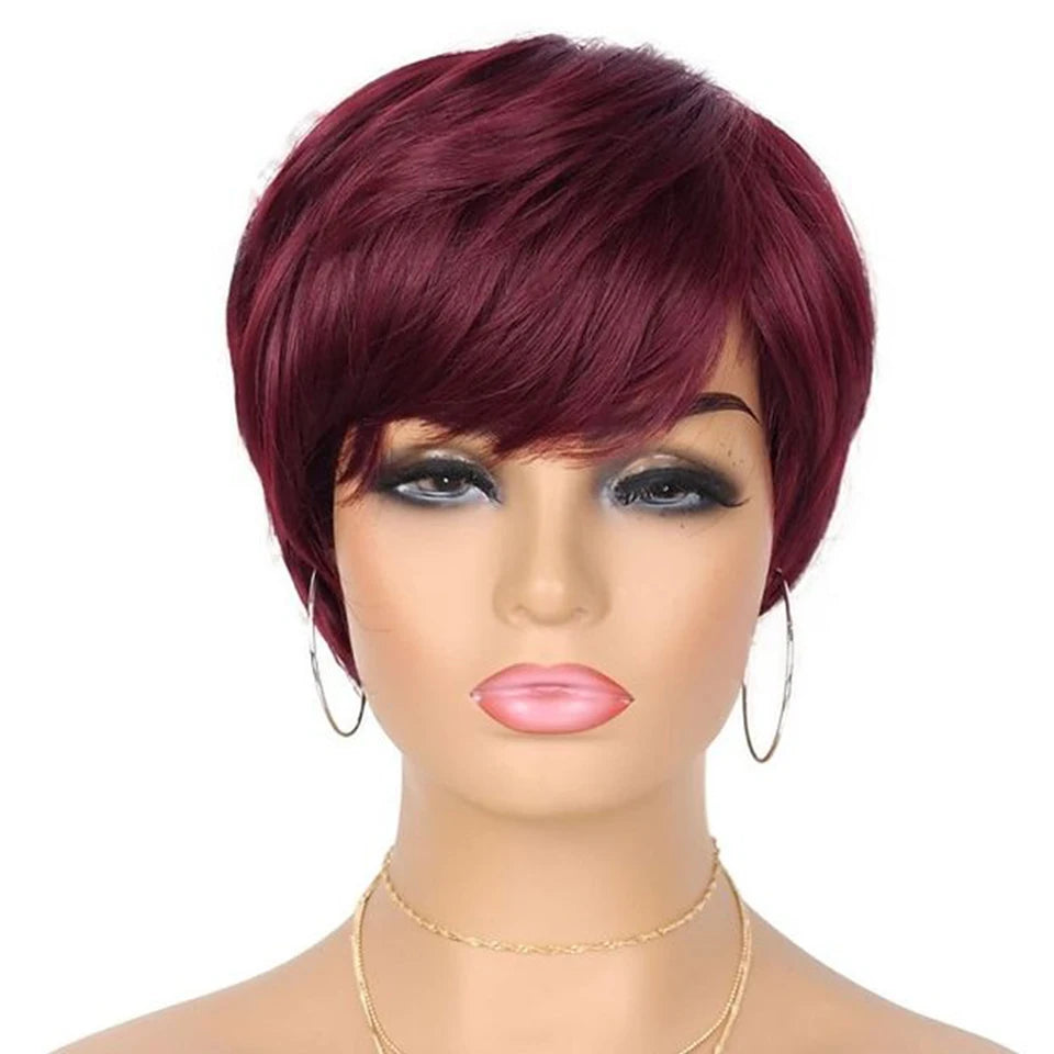 613 Honey Blonde Pixie Cut Straight Wig with Bangs | Glueless Peruvian Remy Human Hair Luxegan