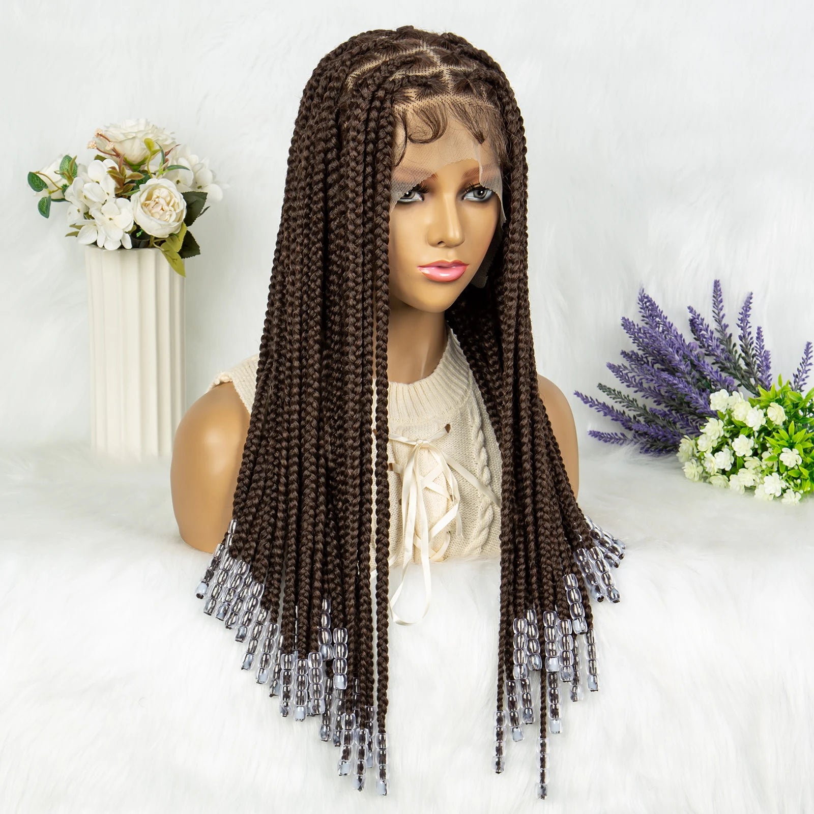 Full Lace Knotless Box Braids Wig | Pre-Plucked Baby Hair | Goddess Braids Luxegan