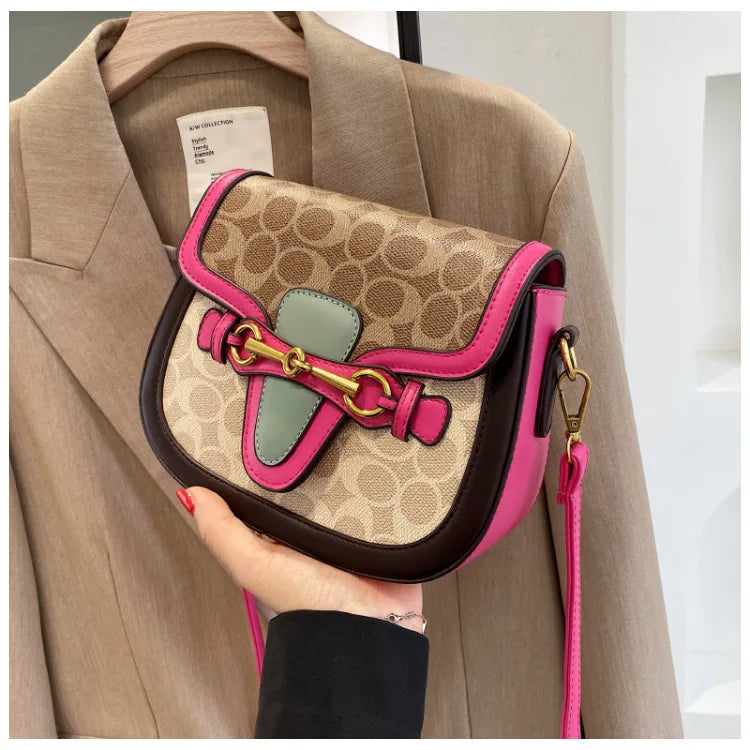 Trendy Korean-Style Saddle Bag | Retro Wide-Strap Crossbody Luxegan